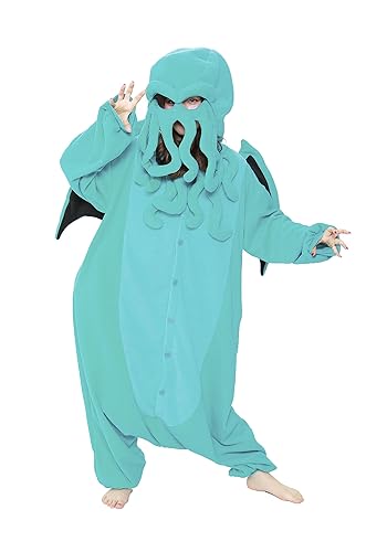 SAZAC Cthulhu Kigurumi - Onesie Jumpsuit Halloween Costume - X-Large - Aqua
