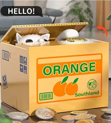 Cat Stealing Coin Bank