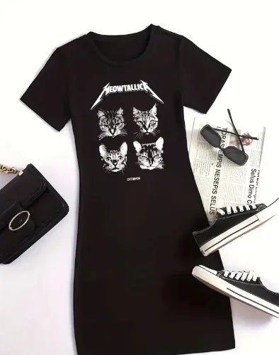 Stylish Graphic Print Bodycon Dress