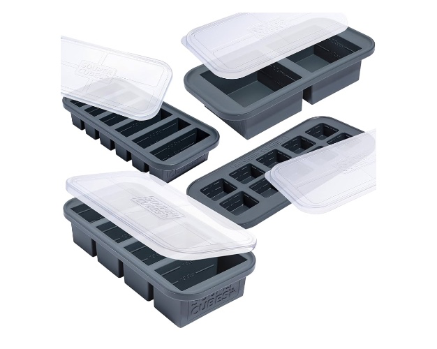 Souper Cubes Gift Set - Kitchen Set With 2 Tbsp, 1/2 Cup, 1 & 2 Cup Silicone Freezer Trays With Lids - Meal Prep and Kitchen Storage Solutions - Charcoal: Container Sets: Amazon.com.au
