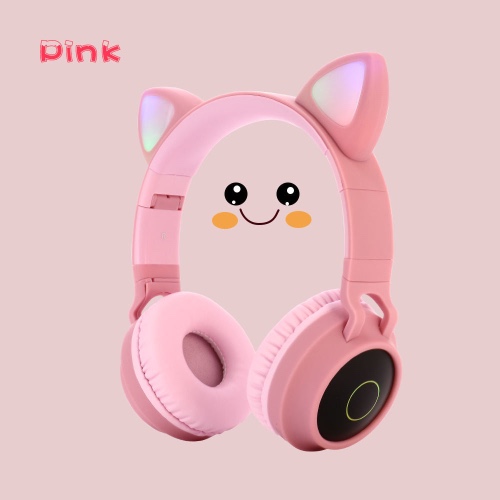 Cute Cat Ear Wireless Headphones - Pink