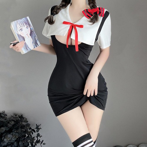 Japanese Schoolgirl Lingerie Dress - Black / S