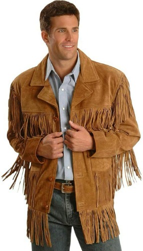 MATARTS Western Cowboy Suede Leather Jacket for Men’s with Button Closure - Native American and Bikers Style Jacket -Brown