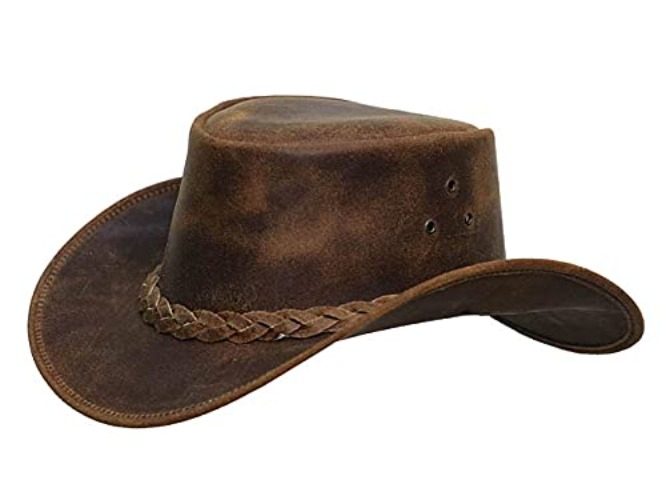 LuxHide Cowboy Western Cow Hide Genuine Leather Handcrafted Top Hat