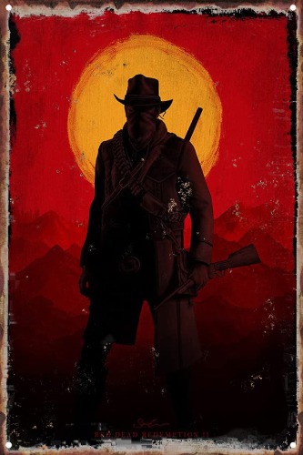 KAARIRI Red Dead Redemption 2 Vintage Retro Metal Tin Sign Plaque Poster Wall Decor Art Shabby Chic Gift Mural Iron 8x12 Inch