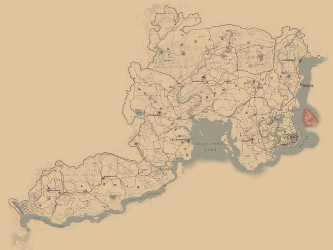 RDR2 Map Game Red Dead Redemption II Poster Map Wall Art Canvas Prints Unframed (12x16inch)