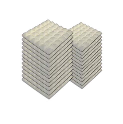 SK Studio Paquete de 24 Insonorizacion Pirámide Espuma Absorcion Aislamiento Acustica Paneles Tratamiento 30x30x5cm, Blanco - Paquete de 24 | 30x30x5cm - Blanco