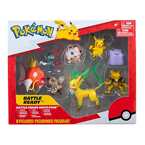 Pokémon Battle Figure Multipack (8PK: Female Pikachu, Jigglypuff #1, Rockruff, Sneasel, Abra, Ditto, Leafeon, Magikarp) W8