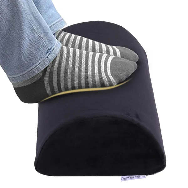 Olsen & Smith Ergonomic D Shape Memory Foam Neck Lower Back Knee Legs Foot Rest Cushion Pillow Under Desk Footrest for Home Work Office Chair, Black