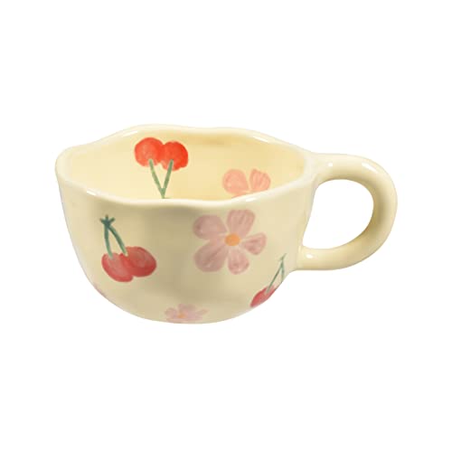 Koythin Ceramic Coffee Mug, Creative Flower Cup for Office and Home, Dishwasher and Microwave Safe, 8.5 oz/250 ml for Latte Tea Milk (Pink Cherry) - Pink Cherry