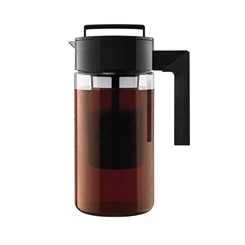 Takeya Patented Deluxe Cold Brew Coffee Maker with Black Lid Airtight Pitcher, 1 Quart, Black - Black - 1 qt