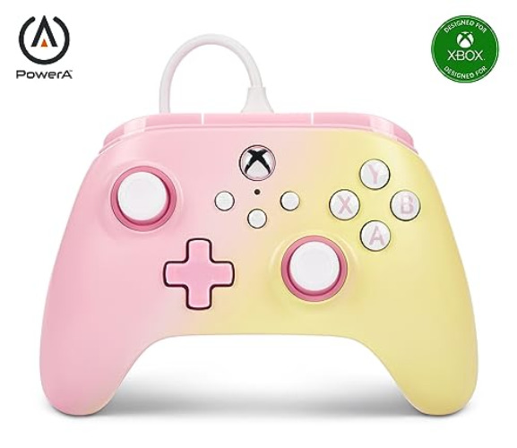 PowerA Advantage Wired Controller for Xbox Series X|S - Pink Lemonade, Xbox Controller with Detachable 10ft USB-C Cable, Mappable Buttons, Trigger Locks and Rumble Motors, Officially Licensed for Xbox - Pink Lemonade