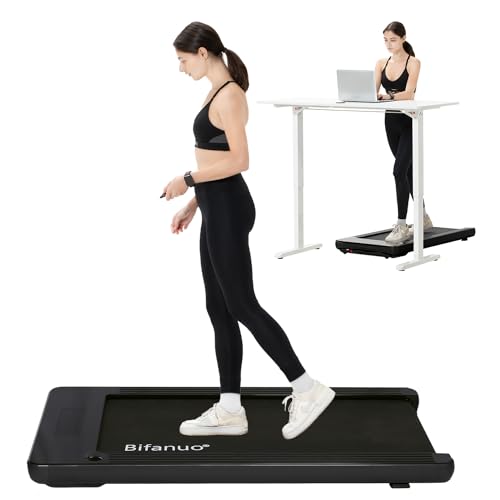 Binfanuo Under Desk Treadmill, 2.25HP Walking Treadmill with 265lb Weight Capacity, Portable Walking Pad Design, Desk Treadmill for Home Office with IR Remote Control - Black