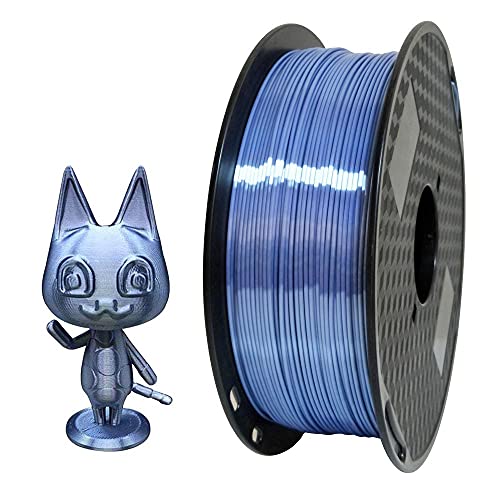 Silk Silver Blue PLA 1.75mm 1KG 3D Printer Filament 2.2 LBS Spool 3D Printing Material CC3D Shine Silky Shiny Metallic Metal Gold Silver Copper Bronze Space Blue PLA Filament - Silver Blue