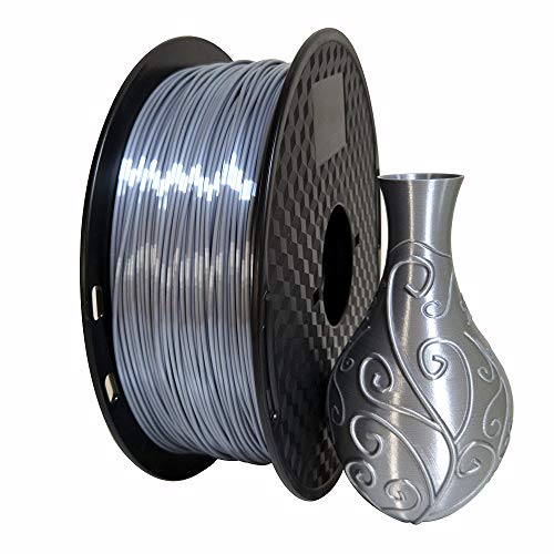 Silk Silver PLA 3D Printer Filament 1.75 mm 1KG 2.2 LBS Spool 3D Printing Material Shine Silky Shiny Metallic Metal CC3D PLA Filament Silver Color - Silk Silver