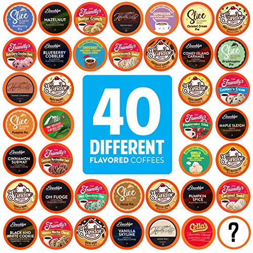 Two Rivers Coffee Flavored Coffee Pods Compatible with Keurig K Cup Brewers, Assorted Variety Pack Flavored Coffee, 40 Count - Assorted Flavored Variety - 40 Count (Pack of 1)