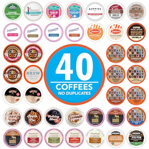 Crazy Cups Flavored Coffee Pods Variety Pack, Fully Compatible With All Keurig Flavored K Cups Brewers, Coffee Sampler, 40 Count - Flavored Coffee