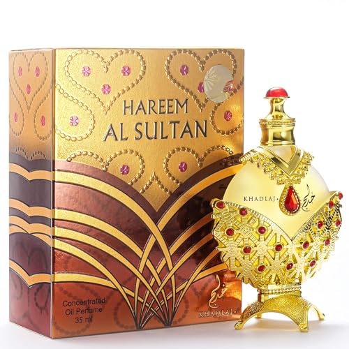 KHADLAJ PERFUMES Hareem Al Sultan Gold Concentrated Perfume Oil for Unisex, 1.18 Ounce - Sandalwood,Vanilla - 1.18 Fl Oz (Pack of 1)