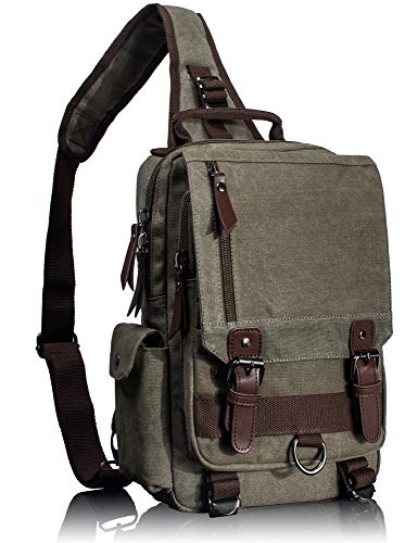 Leaper Canvas Messenger Bag Sling Bag Cross Body Bag Shoulder Bag Army Green, M - Army Green - Medium