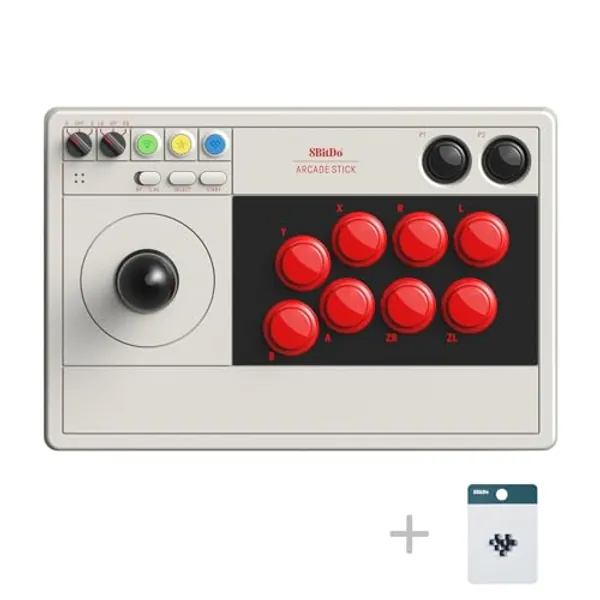 8Bitdo Arcade Stick for Switch & Windows, Arcade Fight Stick Support Wireless Bluetooth, 2.4G Receiver and Wired Connection - Arcade Stick