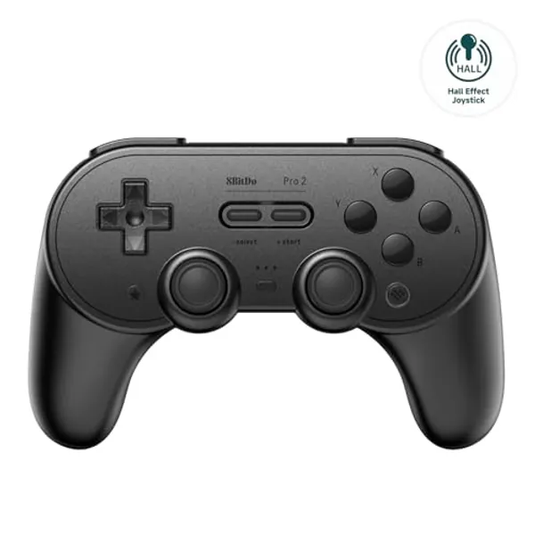 8Bitdo Pro 2 Bluetooth Controller - Hall Effect Joystick Update, for Switch, Windows, Apple, Android, Steam Deck, and Raspberry Pi (Black) - Black