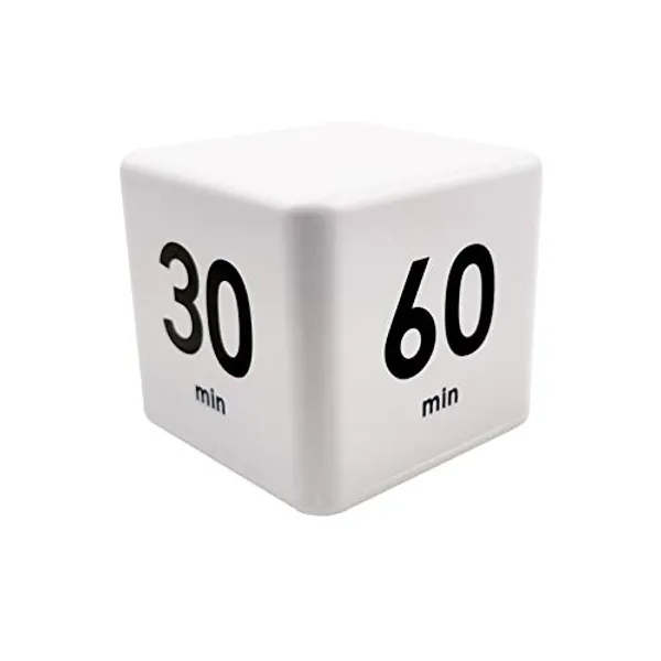 Feilifan Cube Timer, Time, Kitchen Timer Kids Timer for ADHD Productivity Workout Flip Timer Classroom for StudyTime Countdown Management Settings 15 20 30 60 Minutes-White - 15-20-30-60min,white