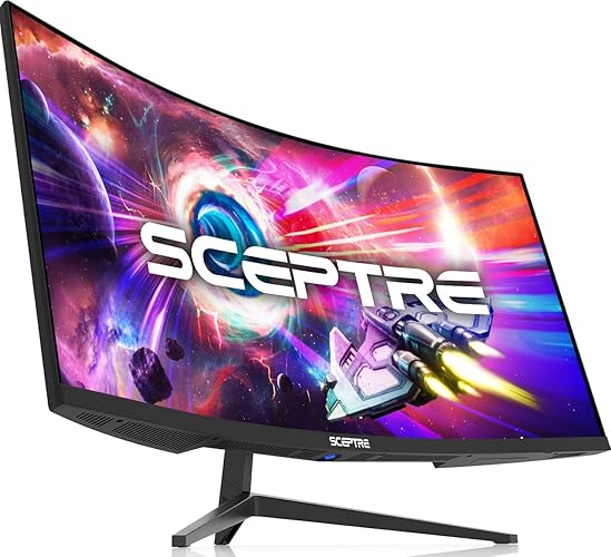 Sceptre 34-Inch Curved Ultrawide WQHD Monitor 3440 x 1440 R1500 up to 165Hz DisplayPort x2 99% sRGB 1ms Picture by Picture, Machine Black 2023 (C345B-QUT168) - 34" Curved WQHD 165Hz