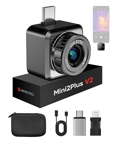 HIKMICRO Mini2Plus V2 Thermal Camera for Android/iOS, 256x192 IR Resolution Thermal Imaging Camera, SuperIR, Adjustable Lens, USB-C/Lightning(Supports iPhone 15)