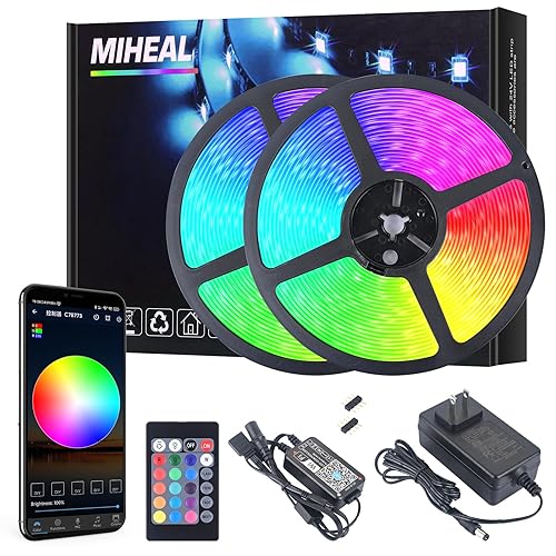 Waterproof 65.6ft Led Strip Lights,Miheal Led Light Strips Music Sync Color Changing Led Lights with App Control and Remote, Led Lights for Bedroom, Party, Home Decoration