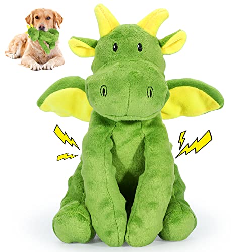 Letsmeet Squeaky Dog Toys Plush Dog Toy with Crinkle Paper Stuffed Durable Dog Chew Toys for Small Middle and Large Dogs - pterosaur