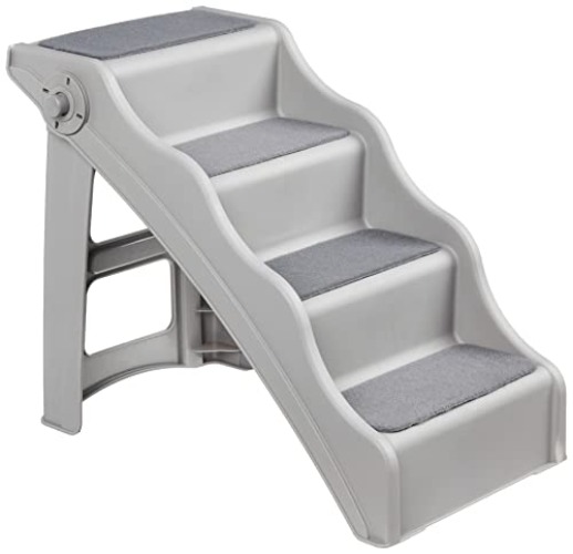 Amazon Basics Foldable Steps for Dogs and Cats, Grey - 14.6"X22.75"X19.5" - Foldable - Grey