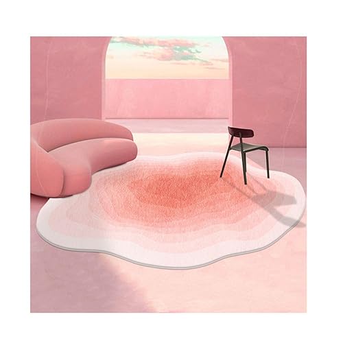 Irregular Shaped Rug Funny Soft Anti-Slip Bedroom Rug for Living Room Dining Room and Kitchen Rug(C) (120x160cm/47x63in,Pink) - 120x160cm/47x63in - Pink