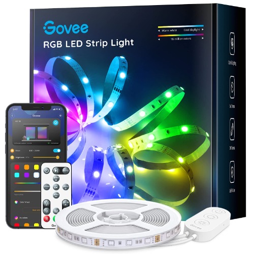 Govee 16.4ft Color Changing LED Strip Lights, Bluetooth LED Lights with App Control, Remote, Control Box, 64 Scenes and Music Sync Lights for Bedroom, Room, Kitchen, Party - 16.4FT
