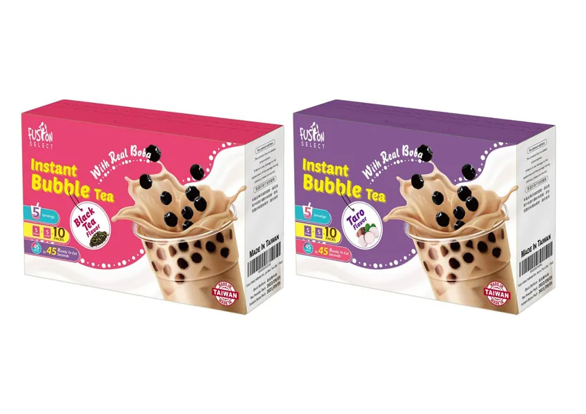 Fusion Select Authentic Brown Sugar Bubble Tea Kit Extra Rich (5 Packs) Bubble Tea Drink, Boba Tapioca Pearl, Straws, Most Popular Bubble Tea Flavors (Taro Bubble Tea & Royal Black Tea, Mix Pack)