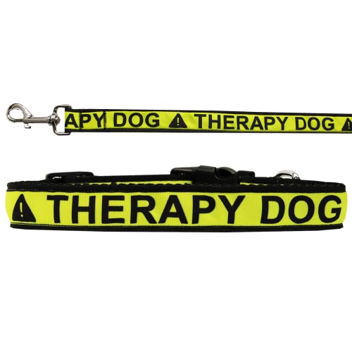 Pet Dog & Cat Nylon Collar or Leash, "Therapy Dog" - XL Collar