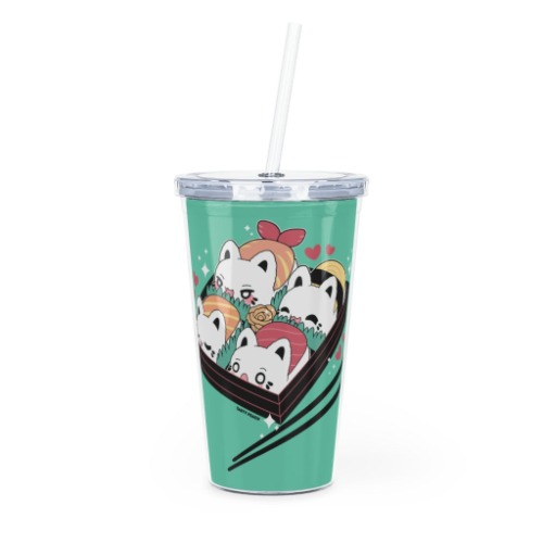 Sushi Meowchi Tumbler w/ Straw - 20oz / Transparent