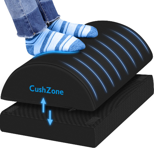 CushZone Foot Rest for Under Desk at Work Adjustable Foam for Office, Home, Work, Gaming, Computer, Gift,Office Accessories Back & Hip Pain Relief (Black)