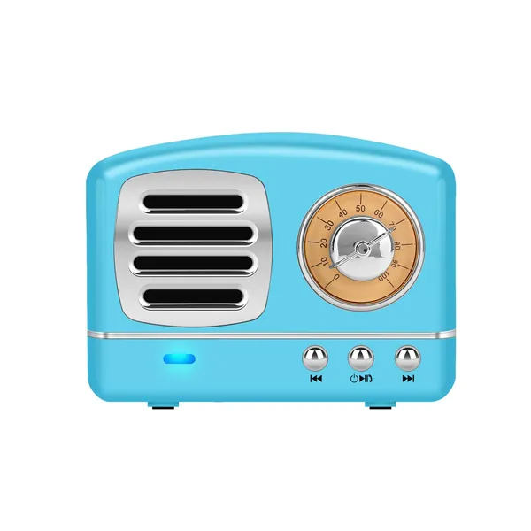Dosmix Wireless Stereo Retro Speakers, Portable Bluetooth Vintage Speakers with Powerful Sound, Hands-Free Calls, Alexa Support, TF Card, AUX for Kitchen Bedrooms Party Outdoor Android iOS Blue - blue