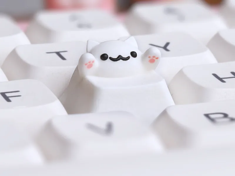 Catty keycap (Bongo cat meme inspired) - Bongo cat keycap - Artisan Keycap for Cherry MX Keycap Mechanical Gaming Keyboards (3 colors)