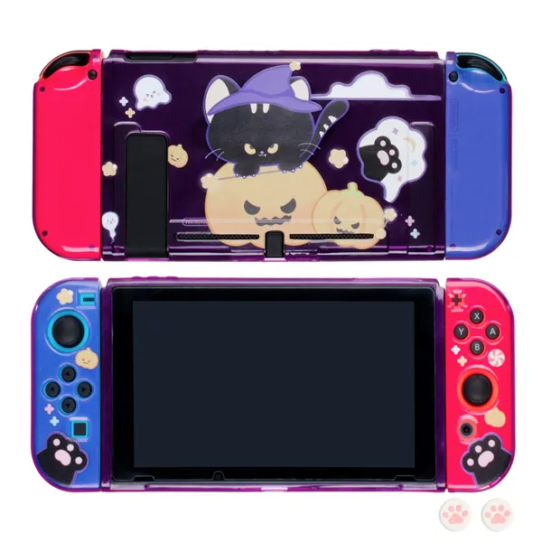 Halloween Nintendo Switch Case Black Cat Soft TPU Case Cover Purple Case Cover for Switch