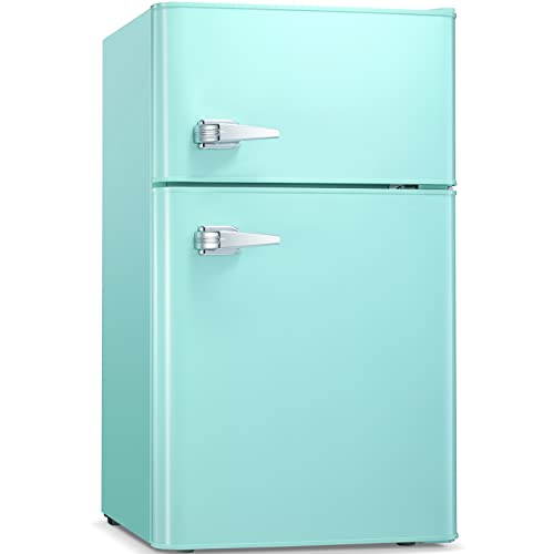 Antarctic Star Mini Fridge 3.1Cu.Ft Compact Refrigerator 2-Doors Freezer Low Noise Defrost Storage of Beverages Vegetables Fruits Kitchen Living Room Office Dormitory Green - Green