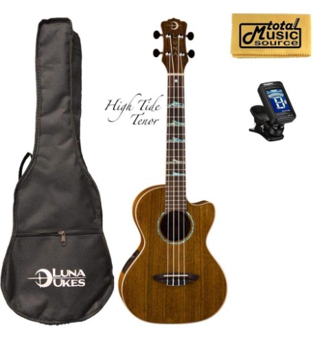 Luna High Tide Ovankol Tenor A/E Ukulele w/Tuner & PC, UKE HTT OVA PACK