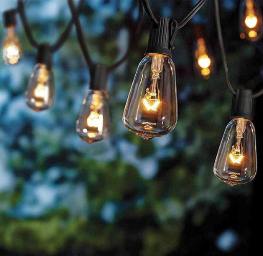 Couah Outdoor Patio String Lights,10Ft Edison Bulb String Lights for Patio Garden Porch Backyard Party Deck Yard(Plus 1 Extra Bulbs)-Black - Black