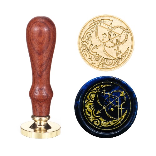 SWANGSA Wax Seal Stamp, Vintage 30mm Celtic Moon with Sword Wood Stamp Removable Brass Head Sealing Stamp, Great for Decorating Wedding Party Invitations Envelopes Gift Packing - Celtic Moon with Sword
