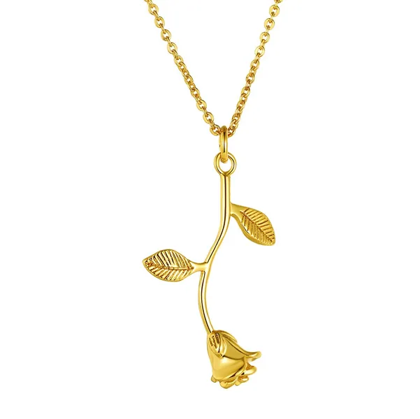 FindChic Rose Flower Pendant Necklace for Women Flower Jewellery