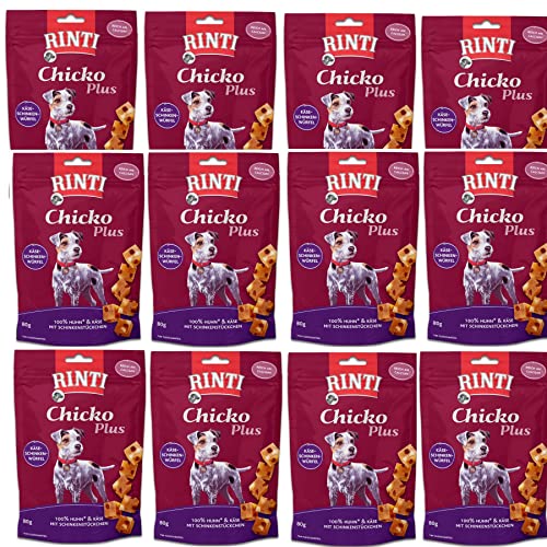 RINTI Chicko Plus KÄSE-SCHINKEN-WÜRFEL für ausgewachsene Hunde - VOLLE VE - 12 x 80g