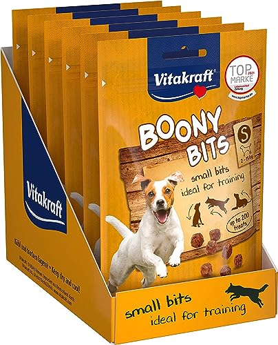 Vitakraft Boony Bits, Hundeleckerli, Trainingssnack, ideal als Belohnung für zwischendurch, für kleine Hunde, im wiederverschließbaren Frischebeutel (6x 55g)