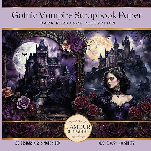 Gothic Vampire Scrapbook Paper: Dark Elegance Collection | Junk Journaling, Collage, Mixed Media Art, Crafting, Card Making