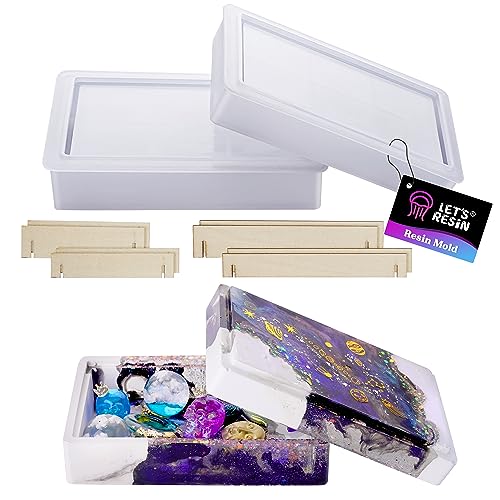 Let's Resin Storage Box Molds, Silicone Resin Box Molds, Storage Container with Sliding Lid Design, Epoxy Molds Silicone for Resin Casting, Jewelry, Tarot Cards, Makeup