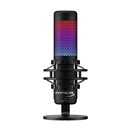 HyperX QuadCast S – RGB USB Condenser Microphone for PC, PS4, PS5 and Mac, Anti-Vibration Shock Mount, 4 Polar Patterns, Pop Filter, Gain Control, Gaming, Streaming, Podcasts, Twitch, YouTube, Discord - Microphone - Black